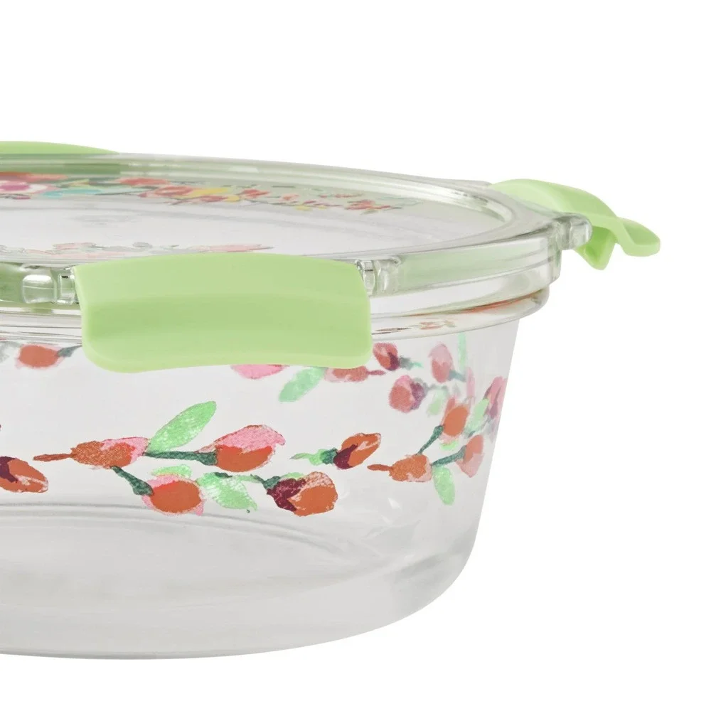 The Pioneer Woman Painted Meadow Round Glass Food Storage Set Tritan Lids 8pc